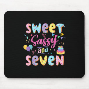 7th Birthday Girl Sweet Sassy And Seven Doughnut 7 Mouse Pad