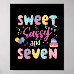 7th Birthday Girl Sweet Sassy And Seven Doughnut 7 Poster