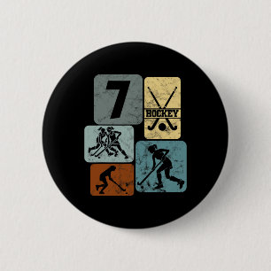 7th Birthday Girls Field Hockey 7 Years Of Hockey 6 Cm Round Badge