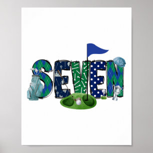 7th Birthday Golf Theme Party Golf Girl Boy Birthd Poster