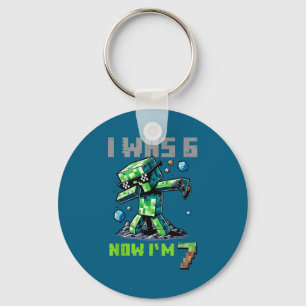 7Th birthday i 6 now im 7 pixel dab 67 boys kids y Key Ring