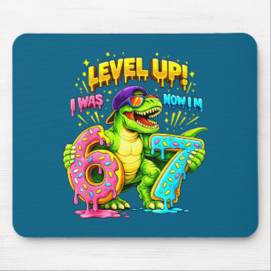 7Th birthday i six now i'm seven dinosaur funny 67 Mouse Pad