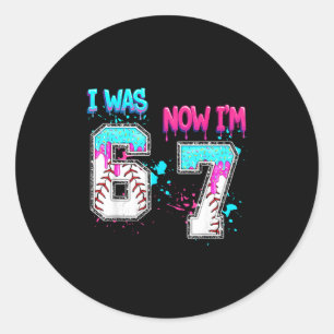 7th Birthday I Was 6 Now I'm 7 Baseball Ice Cream Classic Round Sticker