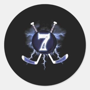 7th Birthday - Ice Hockey 7 Years Old Classic Round Sticker