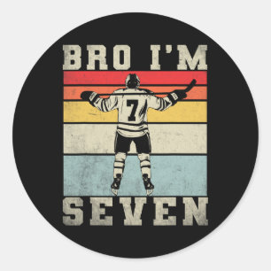 7th Birthday Ice Hockey Boy 7 Year Old Hockey Play Classic Round Sticker