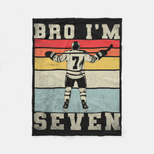 7th Birthday Ice Hockey Boy 7 Year Old Hockey Play Fleece Blanket