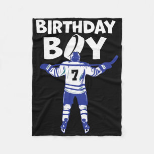 7th Birthday Ice Hockey Boy 7 Year Old Hockey Play Fleece Blanket