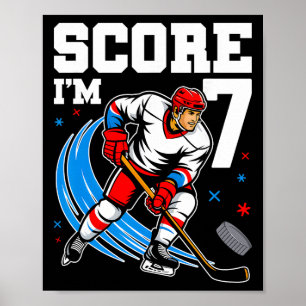7th Birthday Ice Hockey Boy Seven Year Old Ice Hoc Poster