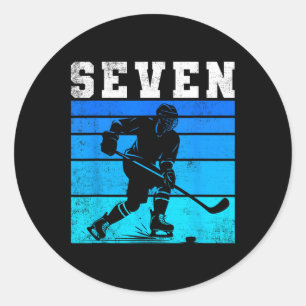 7th Birthday Ice Hockey Boys Seven Hockey Birthday Classic Round Sticker