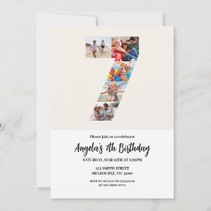 7th Birthday Invitation Minimalist - Number 7