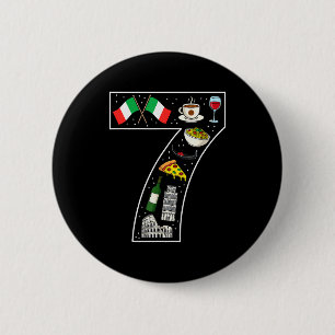 7th Birthday Italian Culture 7 Year Old Italy Flag 6 Cm Round Badge