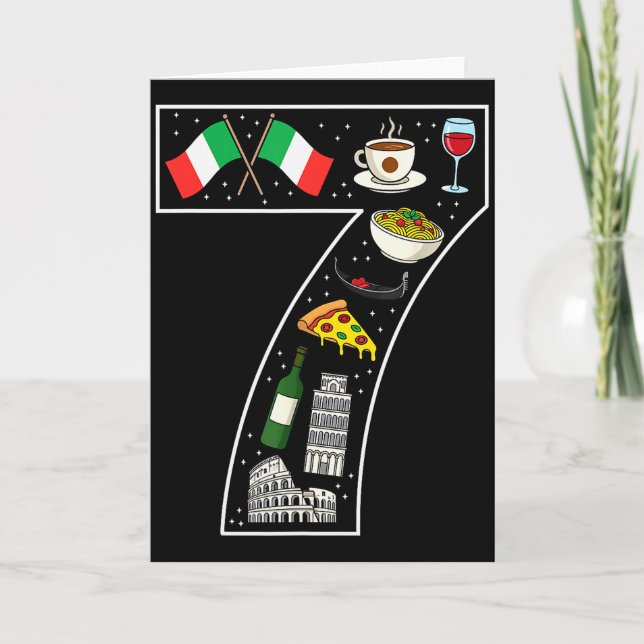 7th Birthday Italian Culture 7 Year Old Italy Flag Card (Front)