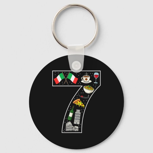 7th Birthday Italian Culture 7 Year Old Italy Flag Key Ring (Front)
