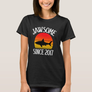7th Birthday Jawsome Since 2017 7 Year Old Shark L T-Shirt