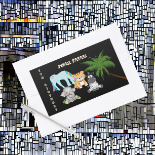 7th Birthday Jungle Safari Elephant Zebra Unicorn  Rectangular Sticker