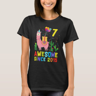 7th Birthday Llama Llamazing Awesome Since 2015 7 T-Shirt