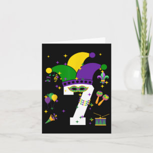 7th Birthday Mardi Gras Themed 7 Years Old Boys Ki Card