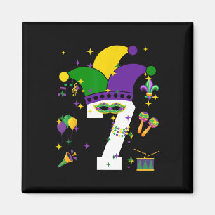 7th Birthday Mardi Gras Themed 7 Years Old Boys Ki Magnet