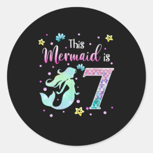 7th Birthday Mermaid Gift for girl Mermaid Girl Classic Round Sticker