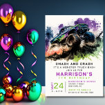 7th Birthday Monster Truck Smash Crash Boy Kids Invitation<br><div class="desc">7th Birthday Monster Truck Smash Crash Boy Kids Invitation Invite Printable Instant Download Digital Einvitation Evite features a watercolor monster truck driving through the dirt with the text "Smash and Crash it's a monster truck bash" in modern typography script. Perfect for kids seventh birthday party celebrations. Send in the mail...</div>