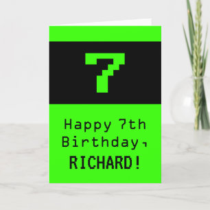 7th Birthday: Nerdy / Geeky Style "7" and Name Card