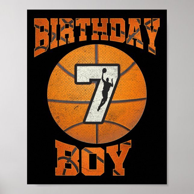 7th Birthday Outfit Boy Basketball Seven 7 Year Ol Poster (Front)