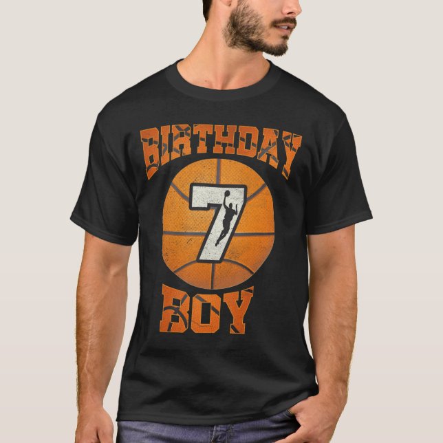 7th Birthday Outfit Boy Basketball Seven 7 Year Ol T-Shirt (Front)