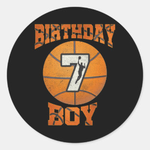 7th Birthday Outfit Boy Bysketbyll Seven 7 Year Ol Classic Round Sticker
