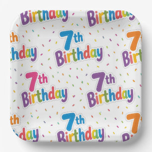 7th Birthday Paper Plates, Seventh Birthday Party Plate