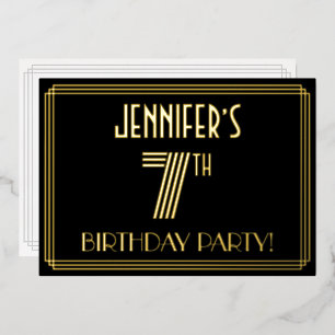 7th Birthday Party — Art Deco Style “7” + Name