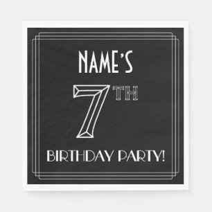 7th Birthday Party: Art Deco Style + Custom Name Napkin