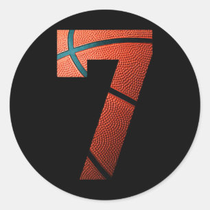 7th Birthday Party Basketball Print Number 7 Tee Classic Round Sticker