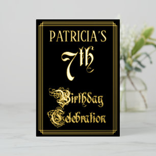 7th Birthday Party — Fancy Script & Custom Name