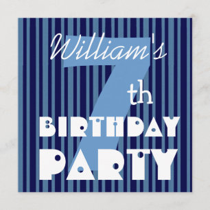 7th Birthday Party Kid's Modern Big Number Invitation