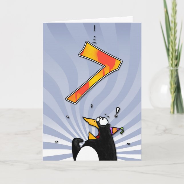 7th Birthday - Penguin Surprise Card (Front)