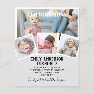 7TH Birthday Photo Collage Invite Boy Girl Mixed Flyer