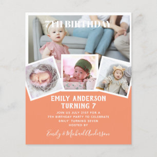 7TH Birthday Photo Collage Invite Boy Girl Mixed Flyer