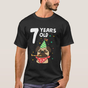 7th Birthday Pug Dog Lover Party 7 Year Old Funny T-Shirt