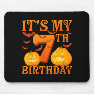 7th Birthday Pumpkins 7 Years Old Halloween Day Mouse Pad
