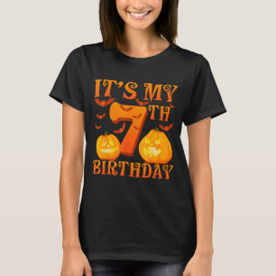 7th Birthday Pumpkins 7 Years Old Halloween Day T-Shirt