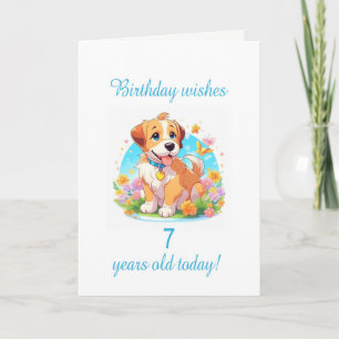7th Birthday Puppy Dog  Card