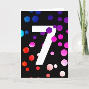 7th Birthday Rainbow Dots on Black Card