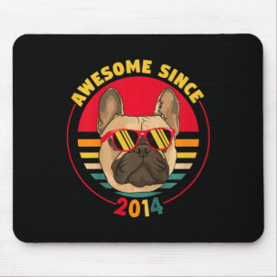 7th Birthday Retro French Bulldog Awesome Since 20 Mouse Pad