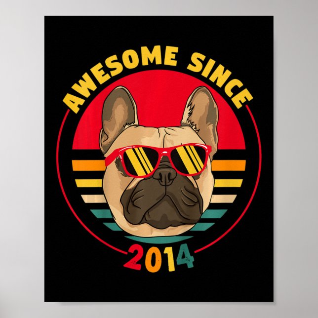 7th Birthday Retro French Bulldog Awesome Since 20 Poster (Front)