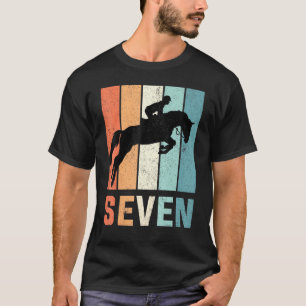 7th Birthday Retro Horse Rider Boys Girls 7 Years  T-Shirt