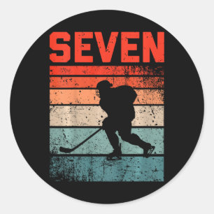 7th Birthday Retro Ice Hockey 7 Years Old Boy Girl Classic Round Sticker