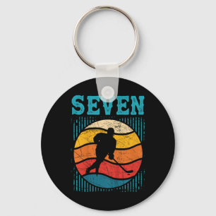 7th Birthday Retro Ice Hockey 7 Years Old Boy Girl Key Ring