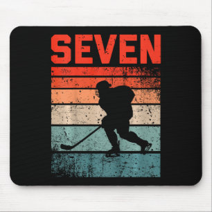 7th Birthday Retro Ice Hockey 7 Years Old Boy Girl Mouse Pad