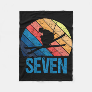 7th Birthday Retro Ski Skiing 7 Year Old Boys Girl Fleece Blanket