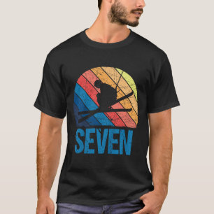 7th Birthday Retro Ski Skiing 7 Year Old Boys Girl T-Shirt